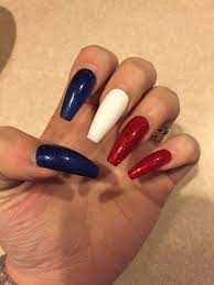 Fourth Of July Coffin Nails July Nails 4th Of July Nails Fourth Of July Nails