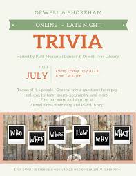 Sep 18, 2021 · these tv trivia questions and answers—divvied up into easy tv show trivia questions, old/classic tv, sitcoms and hard questions—will put your television show. Virtual Trivia Orwell Free Library