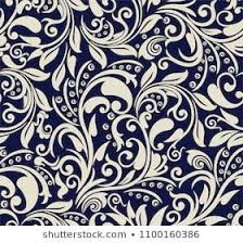 Black And White Paisley Pattern Vector Seamless Blue Background With Beige Pattern In Baroque Style Vector Retro Illustration Ideal For Pr Blue Backgrounds Retro Illustration Floral Pattern Vector