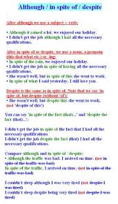 Although Though Even Though In Spite Of Despite Exercises Learn English With Antri Parto Hellolearnenglishwithantriparto With Images English Grammar Linking Words English Words