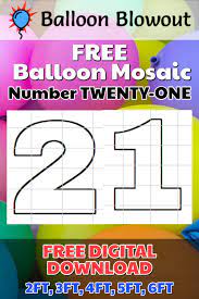 Free Balloon Mosaic Number 21 Twentyone Template Frame Pdf Large Printable Diy 2ft 3ft 4ft 5ft 6ft In 2021 Balloons Backdrops For Parties Mosaic