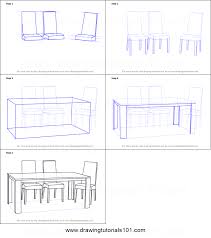 How To Draw Dining Table With Chairs Printable Drawing Sheet By Drawingtutorials101 Com Drawing Furniture Interior Design Drawings Drawing Interior