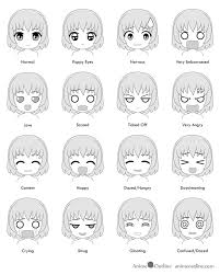16 Drawing Examples Of Chibi Anime Facial Expressions
