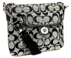 Black And White Coach Purse Amazon Com Coach Signature Swingpack Crossbody Bag Style 45026 Black White 123 Coach Crossbody Bag Cheap Coach Bags Purses