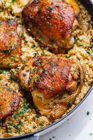 Buttery Garlic Herb Chicken And Lemon Cauliflower Rice Garlic Herb Chicken Poultry Recipes Herb Chicken