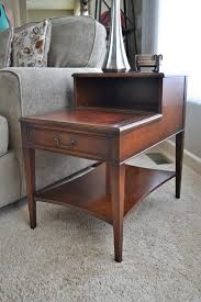 Set Of Vintage Mahogany Leather Top Step End Tables And Coffee Mahogany Leather Vintage Side Table Mid Century Coffee Table