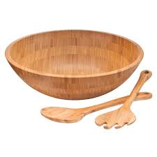 The lipper international bamboo salad bowl with servers is a glorious bowl in a classic shape that brings elegance to the table. Lipper International 3pc Bamboo Salad Set Target
