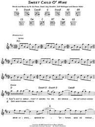 4.5 / 5 (60 x) rate this tab: Guns N Roses Sweet Child O Mine Sheet Music Leadsheet In D Major Transposable Download Print Sku Mn0087180