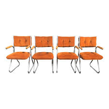 Daystrom Mid Century Vintage Orange Velvet Velour Chairs Set Of 4 For Sale Chair Vintage Chairs Restaurant Tables And Chairs