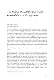 Pdf The Politics Of Recitation Ideology Interpellation And Hegemony