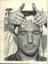 1962 Press Photo Sensors are attached to astronaut Scott Carpenter's head