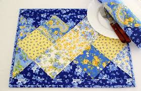 Quilted Placemats Blue Placemats Summer Table Mats Quilted Table Mats Set Of 2 Placemats Place Mats Quilted Yellow Placemats Blue Placemats