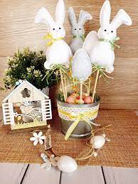 Easter Interior Decoration Easter Bunny And Eggs A Gift For Etsy Interior Decorating Decor Easter Bunny