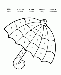Color By Number Umbrella Coloring Page For Kids Education Coloring P Math Coloring Worksheets Kindergarten Worksheets Printable Number Worksheets Kindergarten