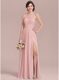 A Line Princess Scoop Neck Floor Length Ruffle Split Front Zipper Up Regula Cheap Bridesmaid Dresses Bridesmaid Dresses Plus Size Dusty Rose Bridesmaid Dresses