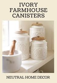 Free shipping and easy returns on most items, even big ones! Ivory White Farmhouse Kitchen Canisters Light Wood Lids Multiple Sizes Fast And Easy Neut Farmhouse Canisters Home Decor Accessories Kitchen Design Decor