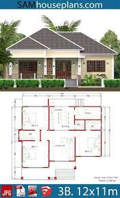 House Plans 12x11m With Full Plan 3beds