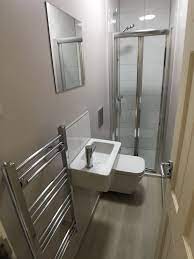 Adding A Long Narrow Ensuite In Leeds Uk Bathroom Guru Bathroomdesignleeds Small Shower Room Small Bathroom Layout Small Bathroom Plans