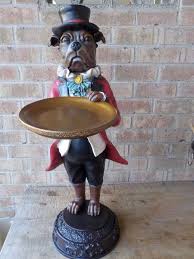Butler Bellboy Dog English Bulldog Figurine 34 T 9 5 Tip Business Tray Bellhop Bulldog Figurine English Bulldog Bulldog