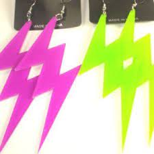 Basketball Wive Jumbo Large Long Lightning Bolt Neon 80 S 90 S Punk Earrings New Hanging Cross Earring Punk Earrings Lightning Bolt Earrings