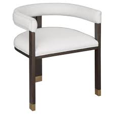 Archie Modern Classic White Linen Brown Oak Wood Round Arm Chair Oak Furniture Living Room Chairs Modern Classic
