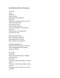 B but you didn't (4) eat breakfast until 9 o'clock! Good Morning Baltimore Hairspray