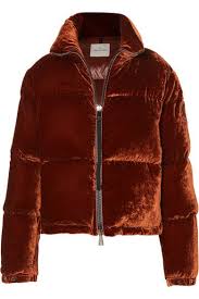 Copper Quilted Velvet Down Jacket Moncler Jackets Down Jacket Goldsign Jeans