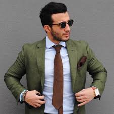 Autumn Fashion Color Combinations Olive Greens And Dark Browns Blazer Outfits Men Mens Outfits Green Suit Men