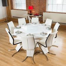 Large Round White Gloss Dining Table Lazy Susan 8 White Black Z Chairs White Gloss Dining Table Large Round Dining Table Round Dining Table