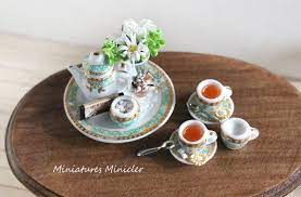 Miniature Dollhouse Tea Set 1 6 For Barbie Doll Etsy Doll House Dollhouse Miniatures Miniatures