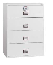 While the devaise file cabinet maintains a slim profile, it still offers plenty of room for files and documents, and it has an interlock system that secures three drawers at once. Phoenix World Class Lateral Fire File Fs2414e 4 Drawer Filing Cabinet With Electronic Lock Phoenix Safe