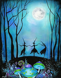 Witches Dancing Under The Moon By Annya Kai Halloween Art Halloween Painting Witches Dance