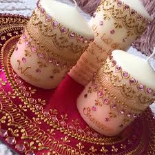 Personalised Candle Thaal Set Can Be Personalised To Your Choice And Comes In A Range Of Different Col Mehndi Candles Colorful Candles