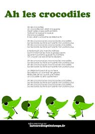 Telechargez Et Imprimez Les Paroles De La Comptine Les Crocodiles Au Format A4 En Haute Definition Ecoutez Et Imprime Comptines Comptine Creche Comptine Ecole