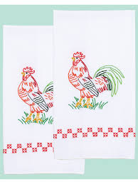 Previous file two swans free embroidery design. Stamped Embroidery Patterns Rooster Prestamped Hand Towels 2 Pkg