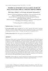 Integrated performance measurement of local hotels in the context of a global tourism destination: Pdf Technical Efficiency Evaluation Study On Malaysian Electrical And Electronics Firms