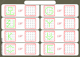 worksheet for preschool kids dot to dot copy practice copy the shapes visual perception activities fine motor skills stock vector adobe stock