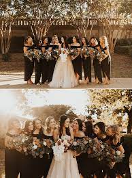 Black Bridesmaid Dresses At Modern Wedding In Austin Tx Black Bridesmaid Dresses Fall Fall Bridesmaid Dresses Autumn Wedding Dress Bridesmaid