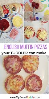 Easy English Muffin Pizzas Your Toddler Can Make Easy Meals For Kids English Muffin Pizza Baking With Toddlers