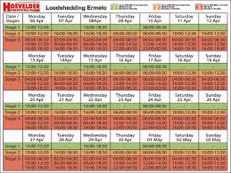 If your municipality is an eskom customer, you can look your schedule up on the eskom website by typing in your area's name. Load Shedding Schedule For Ermelo Ridge Times