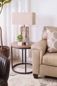 Transitional Round End Table In Wheat Accent Furniture Living Room Living Room Accent Tables Contemporary End Tables