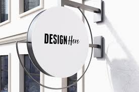 Round Signboard Mockup Signboard Signage Design Sign Board Design