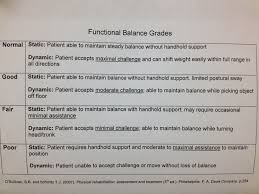 Functional Balance Grades Physical Therapist Assistant Physical Therapy Occupational Therapy Activities