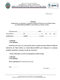 Lista impozite si taxe locale. Cerere User Plata Online1