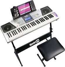 Rockjam Rj661 Sk 61 Keyboard Piano Kit 61 Key Digital Piano Keyboard Bench Keyboard Stand Headphones Piano Note Stickers And Simply Piano Application Amazon Co Uk Musical Instruments