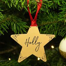 Stumped on how to decorate your christmas tree this year? Personalised Name Gold Star Christmas Decoration Ellie Ellie