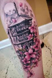 Tender Selection Of Cherry Blossom Tattoo For Your Inspiration Japanese Tattoo Japanese Tattoo Designs Temple Tattoo