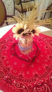 Country Themed Party Table Decor For Circular Tables Bandana Topped Bbq Party Decorations Backyard Bbq Party Decorations Western Theme Party Decorating Ideas