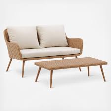 crosley furniture landon 2 piece outdoor wicker conversation set oatmeal in 2021 outdoor loveseat patio loveseat love seat