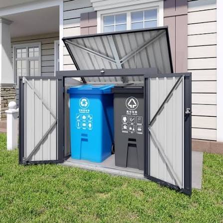 Outdoor Trash Can Storage Shed for 2 Bins Metal Garbage Bin Enclosure  Waterproof Outdoor Small Generator Shed - Bed Bath & Beyond - 44142624